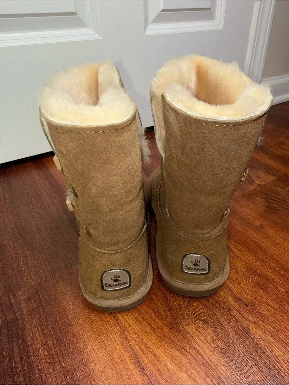 BearPaw Women's Suede Shearling Mid-Calf Boots - Chestnut Brown